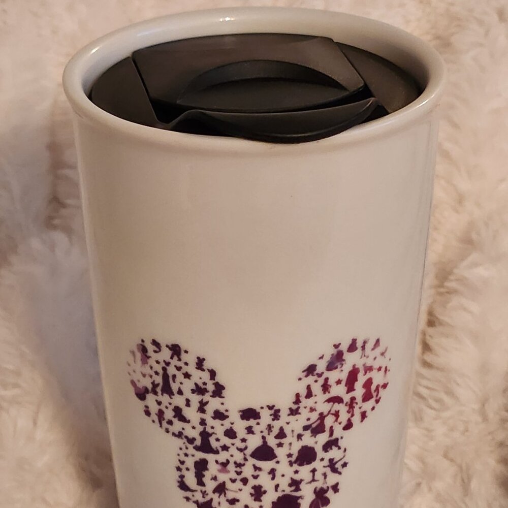 Disney Parks Mickey Mouse Logo Decor Ceramic Travel "Coffee" Tumbler (Society 6)